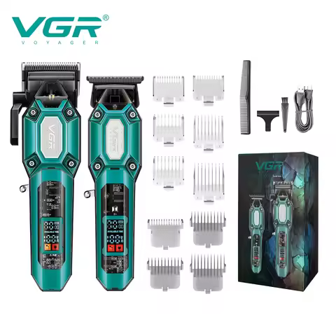 VGR V-600/V-900 Electric Hair Clipper Transparent Body Hair Trimmer LED Intelligent Digital Carving 