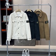 ST0NE lSL@ND Men's Plus Size Corduroy Jacket, Retro Style Loose Fit Casual Outerwear for Spring and 
