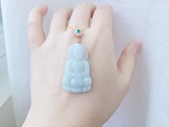 【親翠】天然翡翠 冰潤嬌正裝觀音925純銀玫瑰金鋯石項鍊 佛系