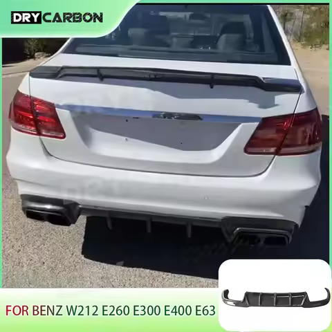 Carbon Fiber Rear Bumper Diffuser Lip Spoiler For Mercedes Benz E Class W212 E63 AMG 2014 2015 2016