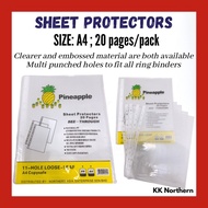 Pineapple Clear Sheet Protector A4 Thick Sheet Protectors A4 20’s Office Stationery File Organizer