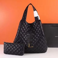 Handbag Women Genuine Leather Bag Large Capacity One-Shoulder Icare Diamond Check Sheepskin Bag Tote