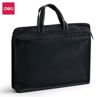 Deli Double Layer Wide Back Portable Briefcase Large Capacity File Bag Zipper Handbag Information Co