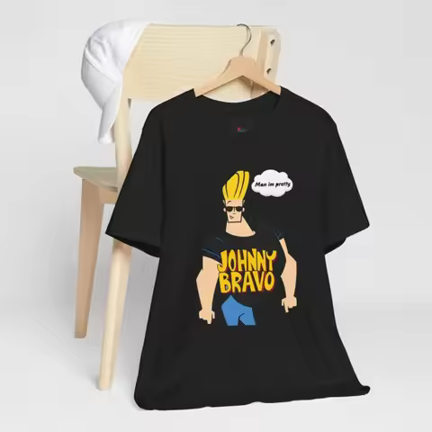 Johnny Bravo Cartoon T Shirt Mini 90s Retro Character Graphic Tee Vintage Animation Style Unisex Cas