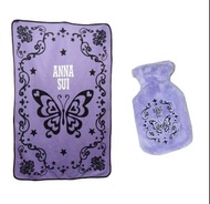Anna Sui Purple x Black Butterfly Rose Gorgeous Blanket & Warm Water Bag 冬日綿綿 紫 x 黑 華麗浪漫 蝴蝶 玫瑰 毛毯 毯子