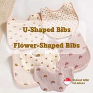 6 Layers 100% Cotton Gauze U-shaped Pure Cotton Baby Bib Kids Bib Newborn Bib Burp Cloths Feeding Bi