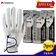 Kasco TKB-01 ถุงมือกอล์ฟสำหรับผู้ชาย ข้างซ้าย หนังแกะ (3 ชิ้น pack)