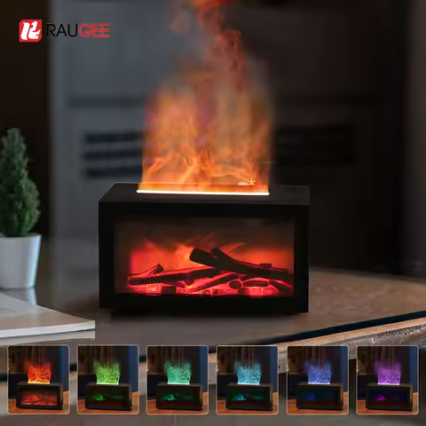 Mini Aroma Diffuser Fireplace Essential Oil Diffuser Colorful Flame Air Humidifier Home Ultrasonic C