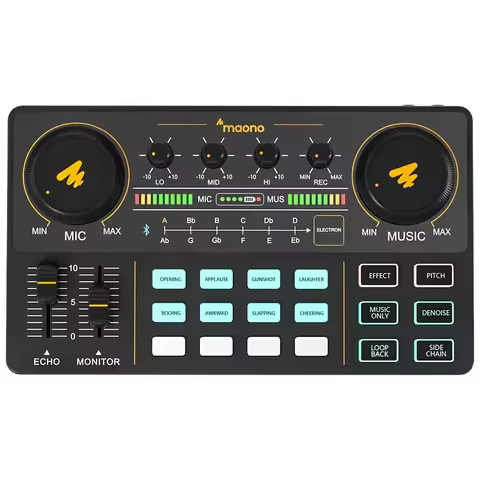 MAONO Profession Adjustable Volume Audio Live Streaming Instrument Sound Card Dj Music Mixer Audio I
