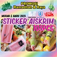 108pcs STICKER AISKRIM MALAYSIA KARTUN 2023