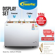 PowerPac DISPLAY SET Chest Freezer 2 Door CFC Free, Chiller &amp; Freezer 280L (DISPLAY-PPFZ280)