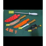 PISAU DAPUR LAPAH DAGING LEMBU C16 4 IN 1 SET 105 307A MR2 BATU ASAH SIAP BATANG HANDLE