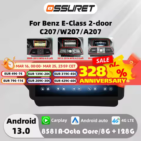 Android 13 Autoradio Carplay For Mercedes Benz E-Class C207 W207 A207 NTG 4.0 4.5 5.0 2-Door car int