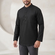 KURTA HITAM CPLUS COLLAR LONG SLEEVE