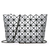 Silver Metallic Matte Issey Miyake BAOBAO Geometric Rhombic Sling Bag / Clutch