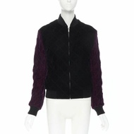 new SAINT LAURENT 2018 Teddy black purple diamond quilted bomber jacket EU42 XXS
