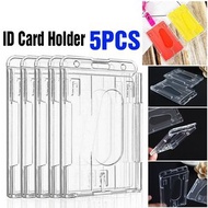 【5個裝】工作牌證件套 雙面插卡豎版 透明PS硬塑膠ID卡套 硬塑膠證件套 透明卡套 硬塑膠卡套