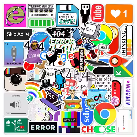 10/50 Pcs Network Error Cloud Docker Bitcoin Programming Language APP Logo Cool Stickers for Laptop 