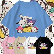 3D digital printing t-shirt with SANRI0 embroidery motif for children 1-10 years and adults M-3XL