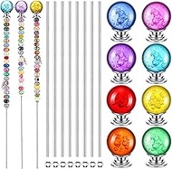 Therwen Pack of 8 DIY Fairy Garden Beaded Stakes Wands Kit Include 8 Pcs 8/32 Inch M4 12 Inch Thread