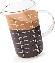 Newness Glass Measuring Cup with Handle, 1000 ML (1 Liter, 4 Cup) Measuring Cup with Three Scales (O