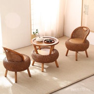 Combination Balcony Rattan Tatami Tea Drinking Coffee Table Round 7W Small Round Real Rattan Rattan 