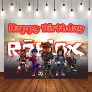 Roblox Cartoon Backdrops For Photo Studio Game Theme Boys Birthday Party Photography Backgrounds Custom Photo Booth Banner Custom Name Photo