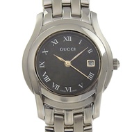 นาฬิกา Gucci 5500L สแตนเลสสตีลควอตซ์มือสอง หน้าปัดสีดำ แสดงผลแบบอนาล็อก สำหรับผู้หญิง