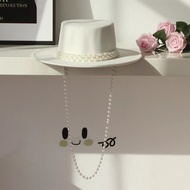 SAF - PACKING BOX - JASMINE white boater hat woman premium + pearl straps / fedora hat / casual fedo