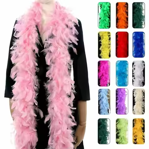 Pink Turkey Feather Boa 2 Meter 40/60/90G Fluffy Chandelle Feathers Shawl Scarf for Carnival Party D