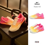 Reebok Training Shoes Nano X5 Women's Pink Yellow Stable Cushioning Multifunctional Heavy Fitness [A