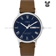 TIMEX TW2W14900 Unisex Analog Watch Waterbury Classic 40mm Leather Strap Blue Brown *Original