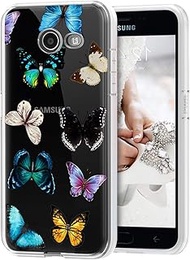 Ueokeird Phone Case for Galaxy J7 2017/Galaxy J7 Prime/J7 Sky Pro/J7 Halo/J7 V/J7 Perx/Galaxy Halo Case, Slim Clear Floral Pattern Soft TPU Protective Cover for Samsung Galaxy J7 2017 (Butterfly)