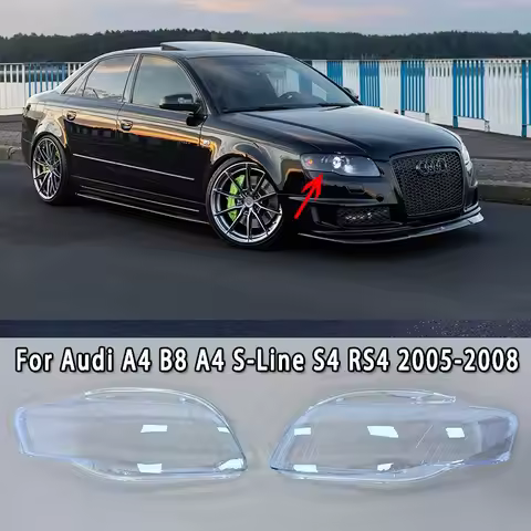 For Audi A4 A4 S-Line S4 RS4 B7 2005-2008 car Front Headlight Lens Cover Transparent Lampshade Clear