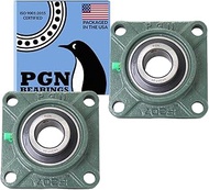 PGN UCF207-20 Pillow Block Bearing - Pack of 2 Square Flange Mounted Pillow Block Bearings - Chrome 