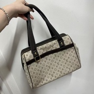 「JL精品代購」Lv巧克力卡其色帆布拼皮手提盒子托特包