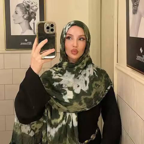 Watercolour Floral Printed Modal Breathable Lightweight Soft Modal Muslim Hijab Women Shawl Hijab He