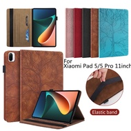 Flip Wallet Case For XiaoMi Pad5 Xiaomi Pad 5 Pro case 11 inch Tablet case PU Leather Stand Cover Mi Pad 5 Pro comfortable feel with Pocket Pen Holder Emboss Tree
