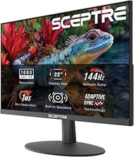 Sceptre New 22-inch Prime Monitor up to 144Hz HDMI DisplayPort Build-in Speakers, Machine Black 2026