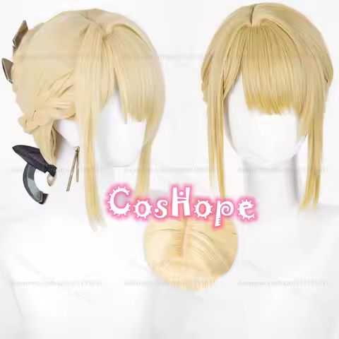 ZZZ Evelyn Chevalier Cosplay Wig 30cm Short Light Yellow Wig Cosplay Anime Cosplay Wig Heat Resistan