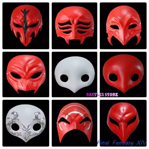 FFXIV Mask Ascian Emet Selch Venat Cosplay Prop White Red Final XIV Fantasy Halloween Party Mask Mit