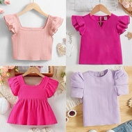 Kathryn Kids Cotton smocked knit basic Daily Blouse Collar Tops 41020