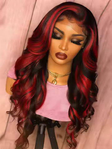 1B/99j Burgundy Highlight Lace Front Wig 30 Inch 5x5 Glueless Body Wave Wear And Go Wigs Brazilain R
