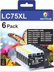 NEXTPGAE LC75 Black Ink Cartridge Replacement for Brother LC75 LC71 LC79 XL to Use with MFC-J6510DW 