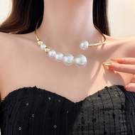 French Pearl Geometric Necklace Fashion Niche Personality Exaggerated Necklace Versatile Necklace