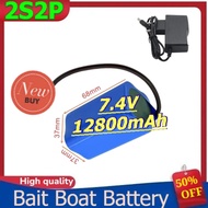 2S2P Lithium Battery Pack for Bait Boat Remote Control Feeding Boat Battery +8.4V1A Charger 7.4V 128