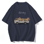 Amspro - Kaos oversize Big Size Kaos Pria T-shirt Distro Quote Baju Pria Jumbo Atasan Pria Holiday V