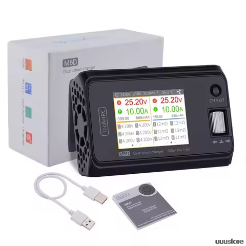 ToolkitRC M6D V3 500W 15A DC Dual Channel MINI Smart Charger Discharger For 1-6S Lipo Battery FPV Mo