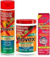 Novex Brazilian Keratin Hair Treatment Recharge Bundle - Reconstructive Keratin, Frizz control &amp; Damage Repair