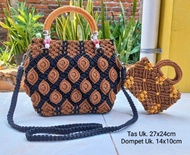 Tas Rajut Talikur Motif Mawar / Tas Talikur Pesta / Tas Talikur Wanita / Tas Rajut Tali kur Selempan
